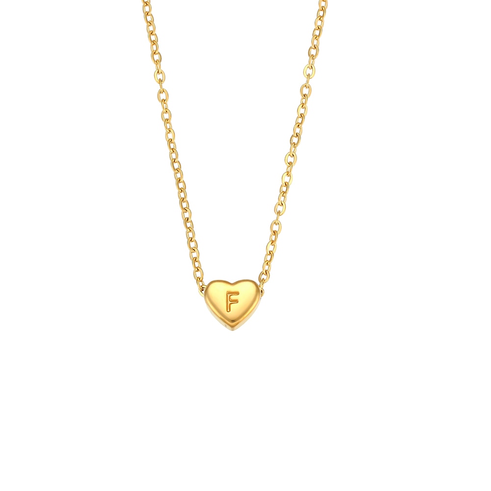collier initiale coeur f