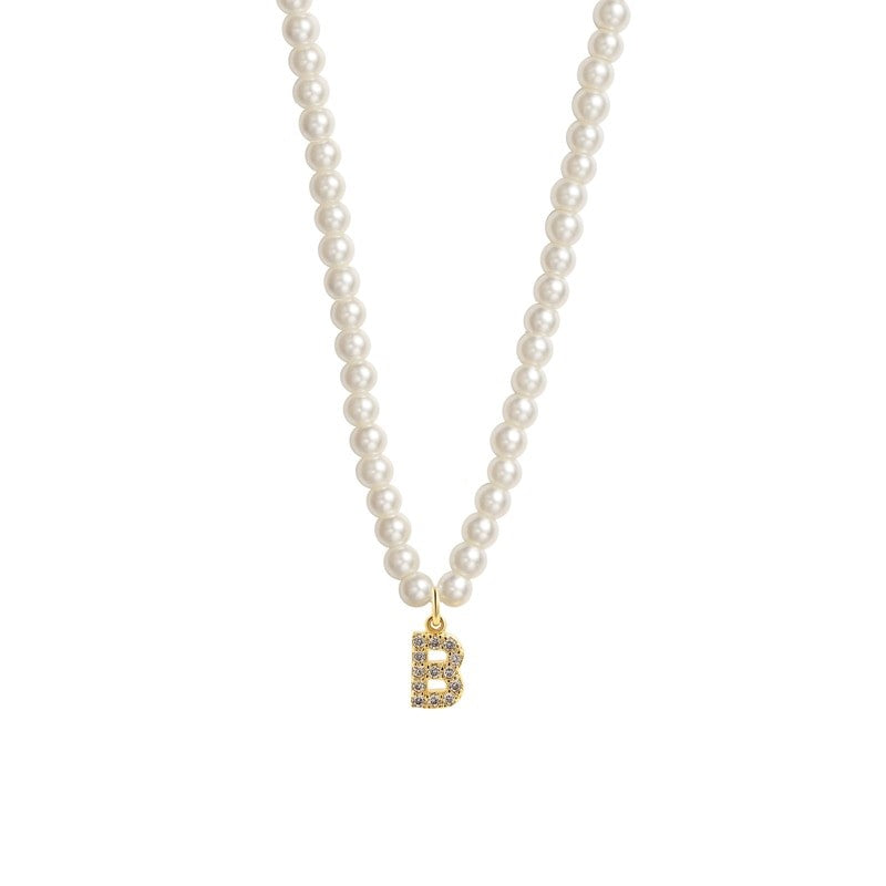Collier Initiale Perle b