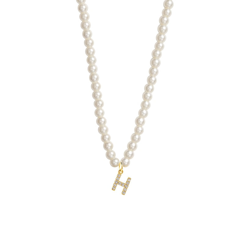 Collier Initiale Perle h