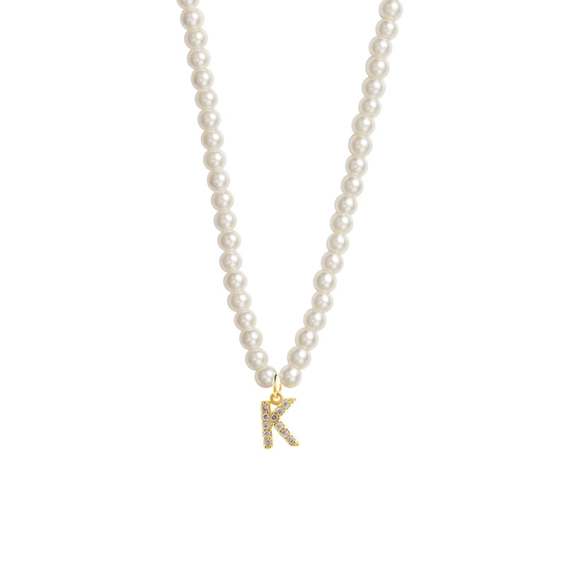 Collier Initiale Perle k