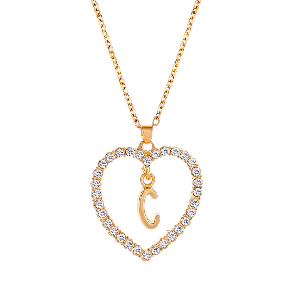 collier initiale strass c