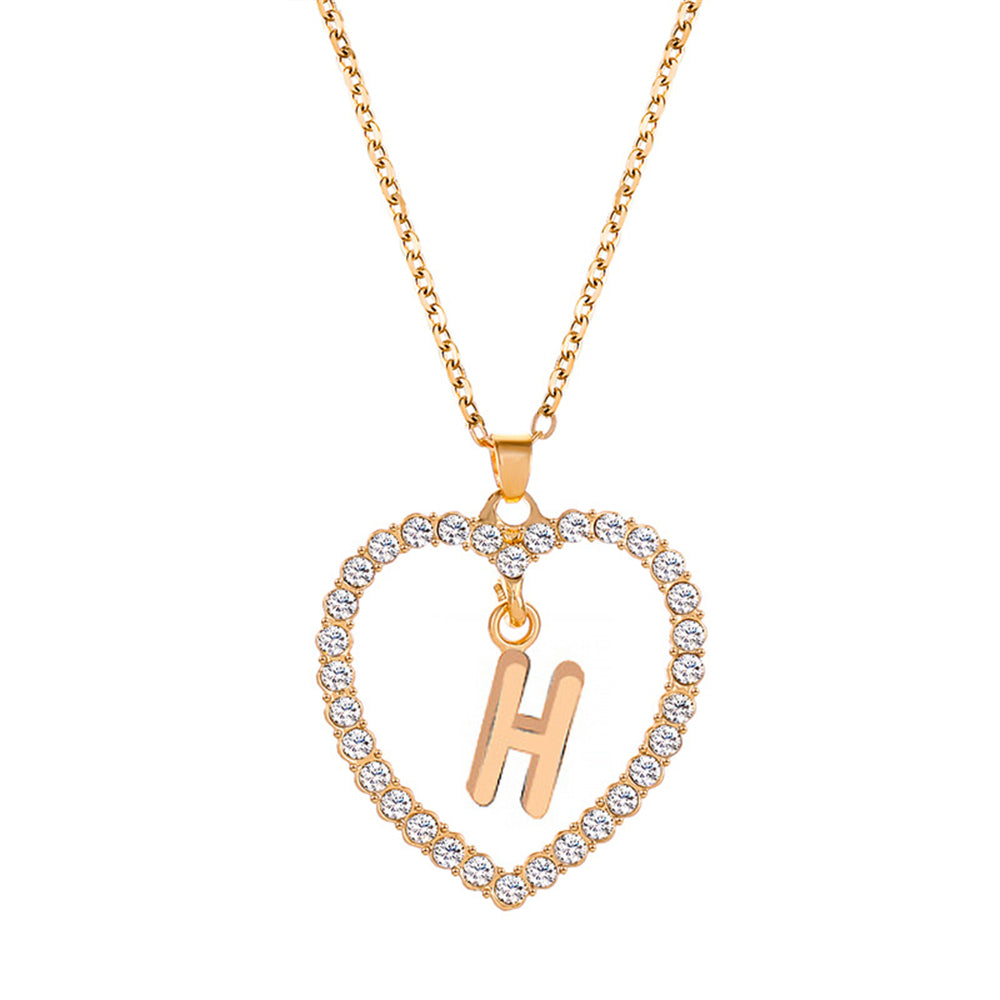 collier initiale strass h