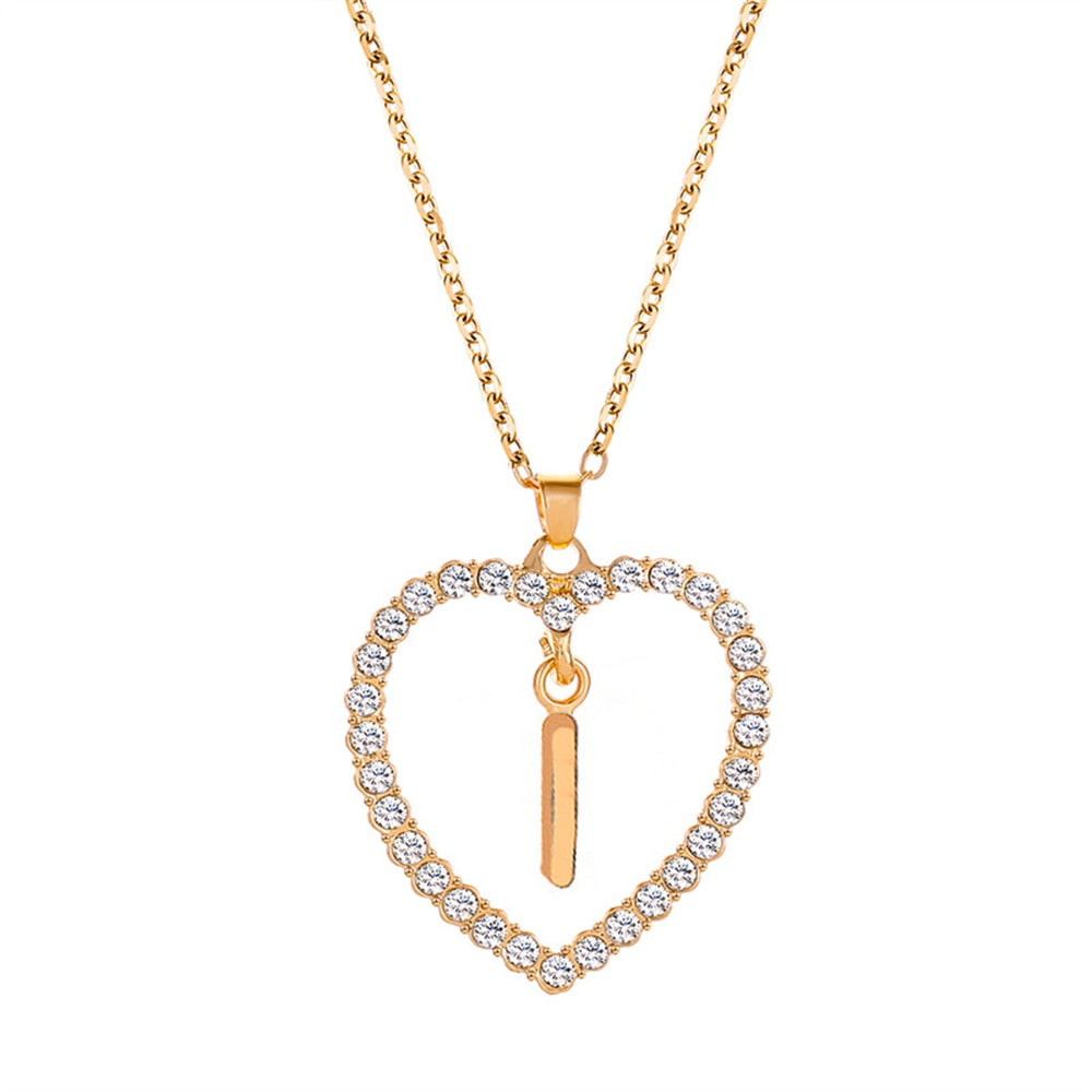 collier initiale strass i