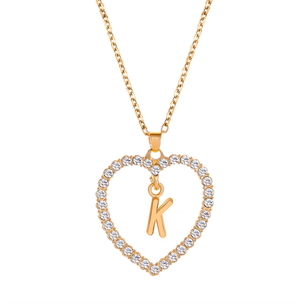 collier initiale strass k