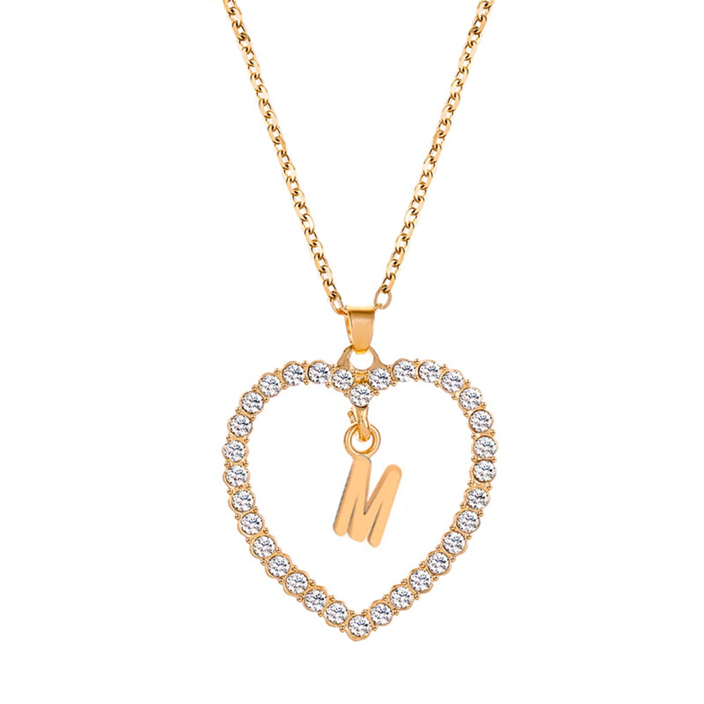 collier initiale strass m