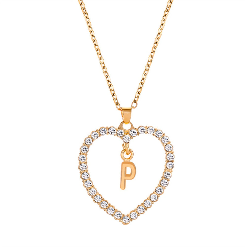 collier initiale strass p