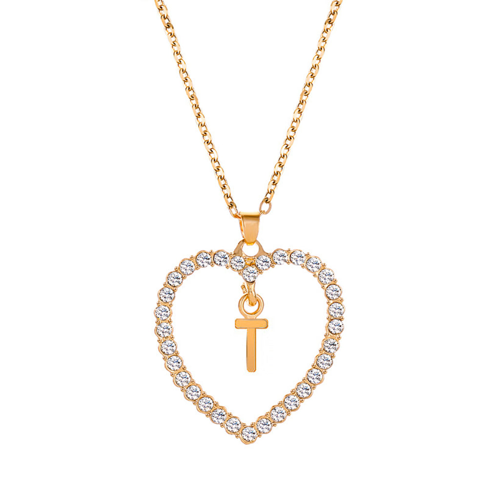 collier initiale strass t