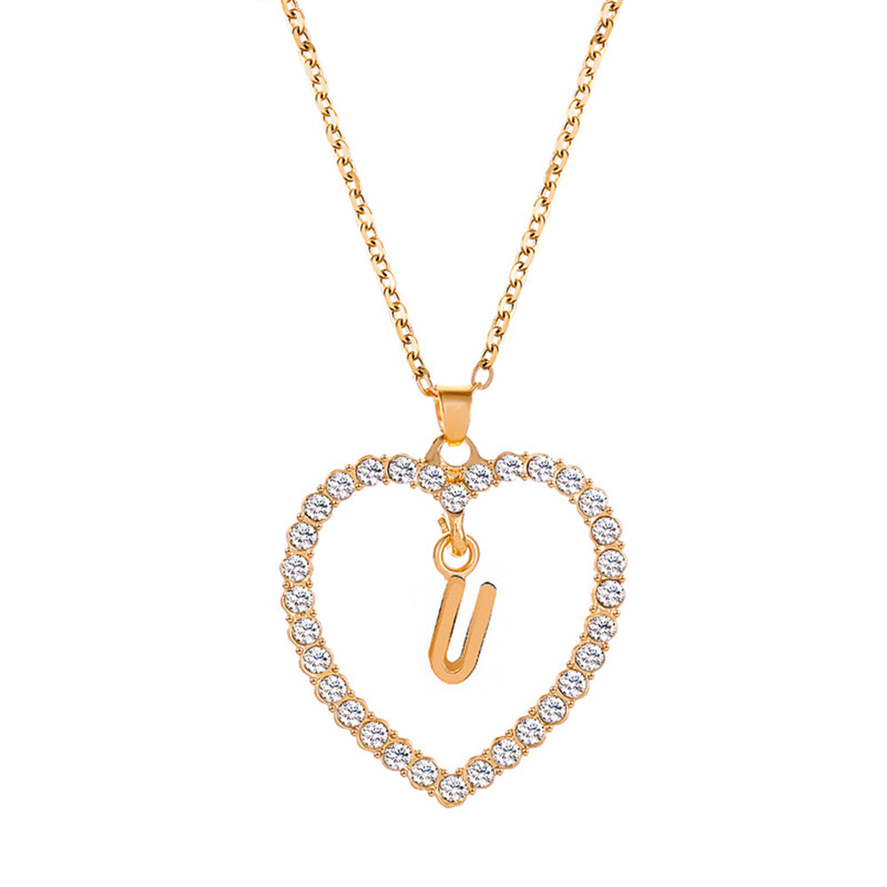 collier initiale strass u