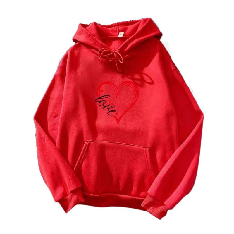 sweat capuche love rouge
