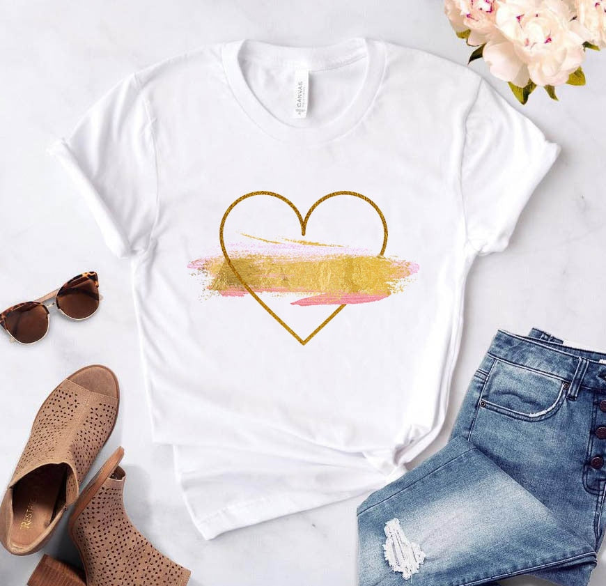 T-Shirt Coeur Doré