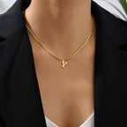 Collier Initiale en Acier Inoxydable