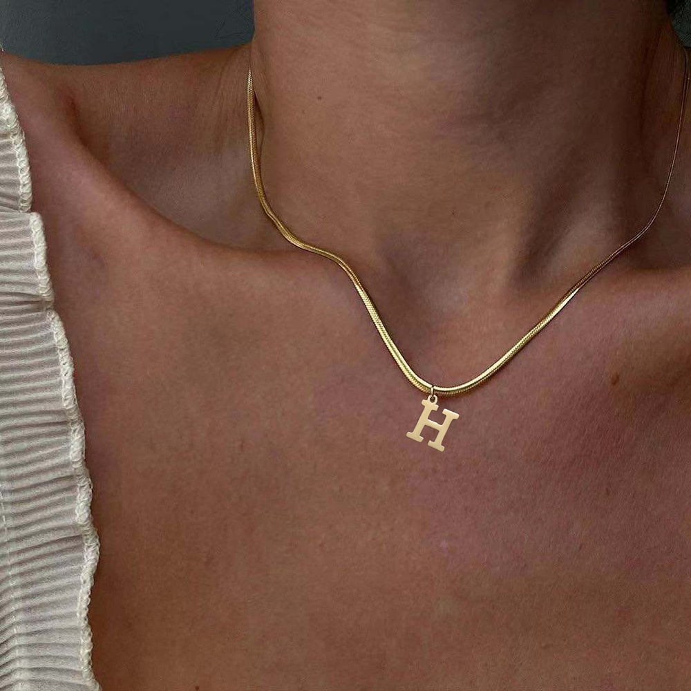 Collier lettre Acier Inoxydable