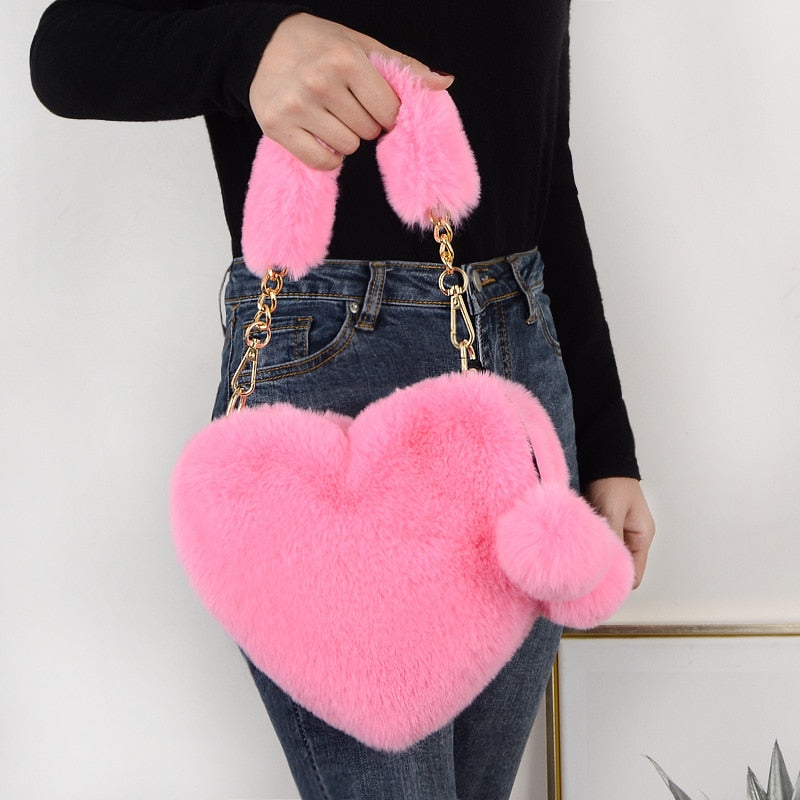 Sac fausse Fourrure Rose
