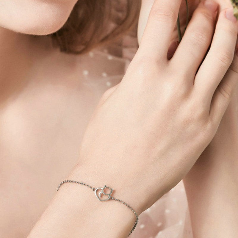 bracelet chat en argent
