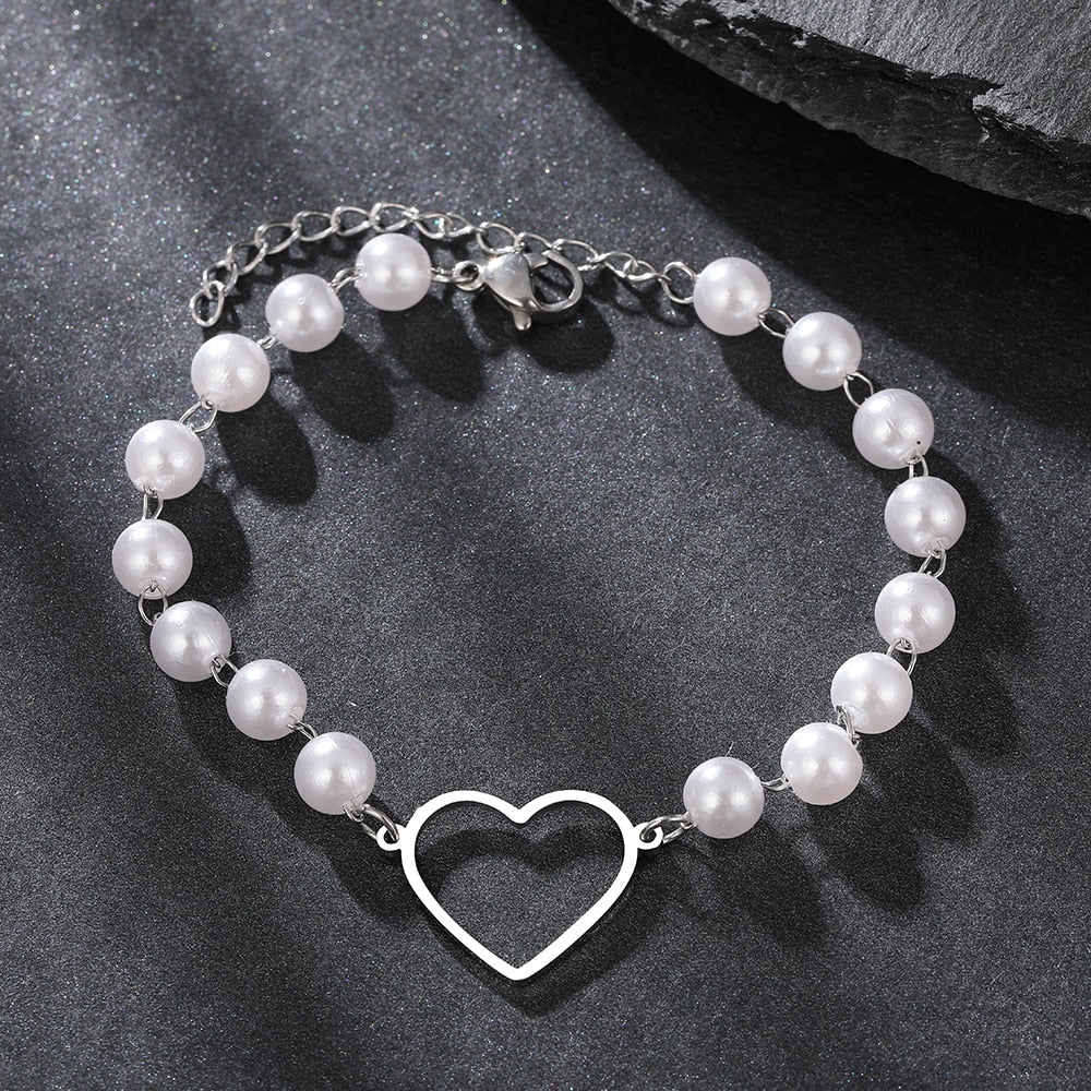bracelet coeur perle vintage