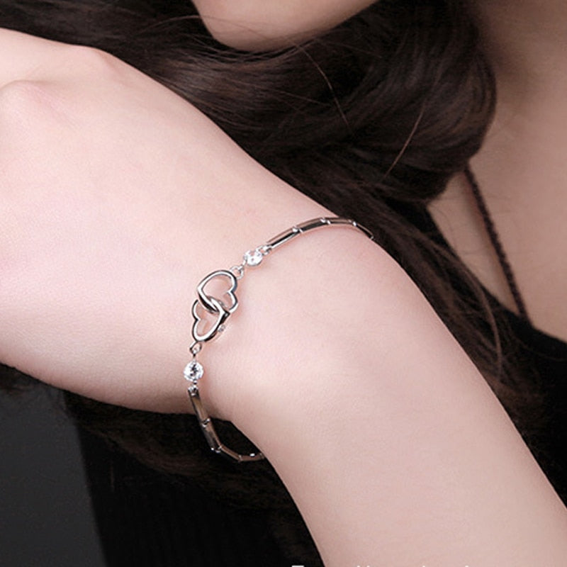 Bracelet Double Coeur argent