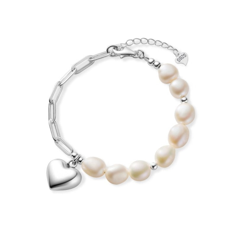 Bracelet Perle Coeur Argent