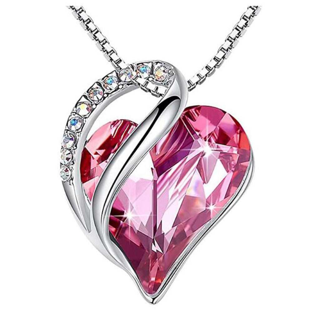 Collier Coeur Cristal Rose