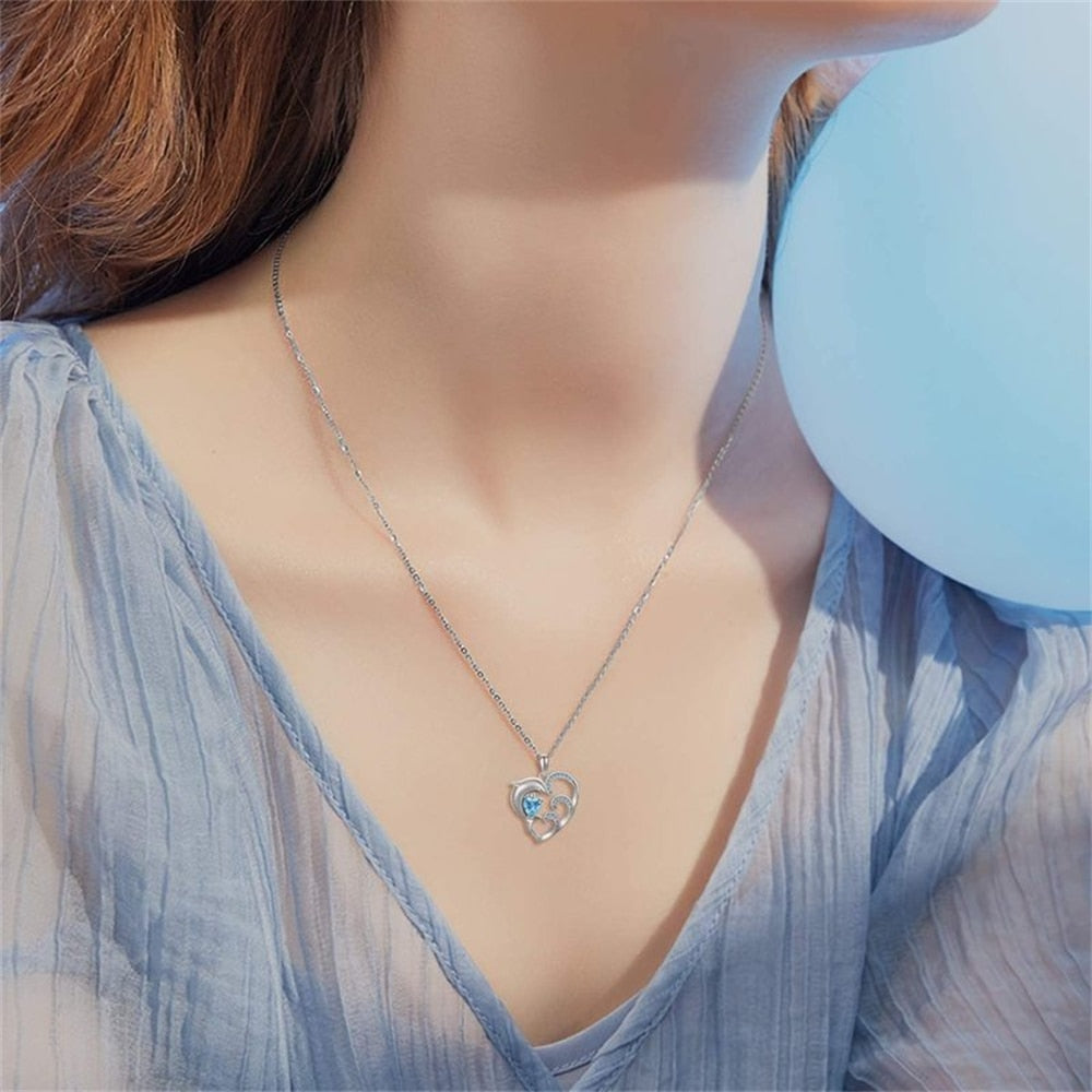 Collier coeur dauphin