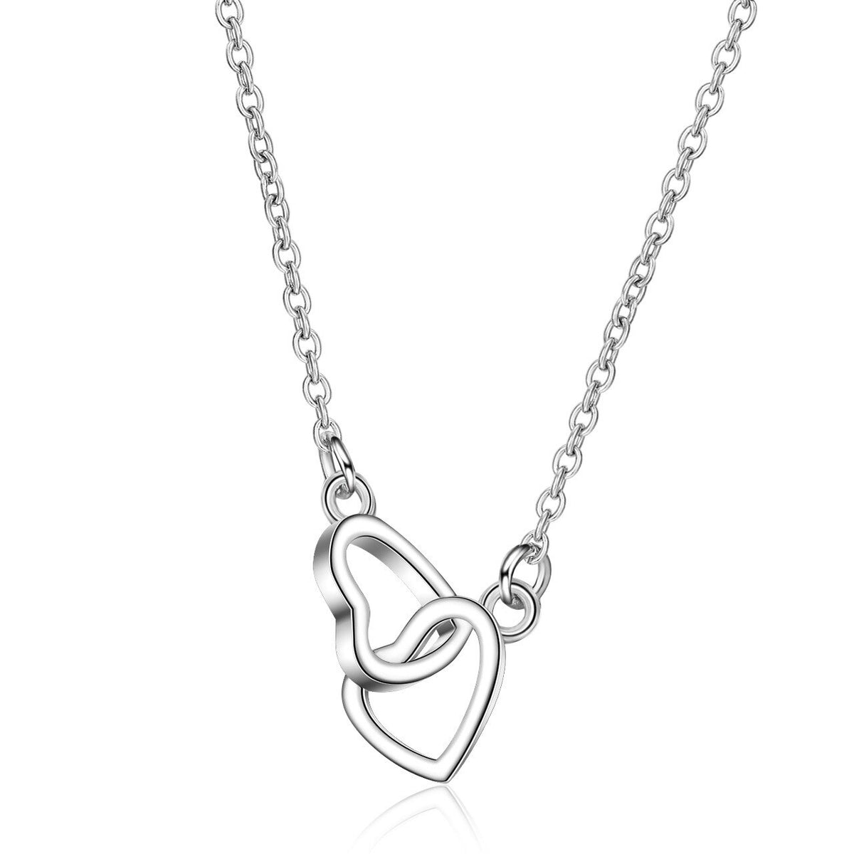 Collier coeur entrelacé argent