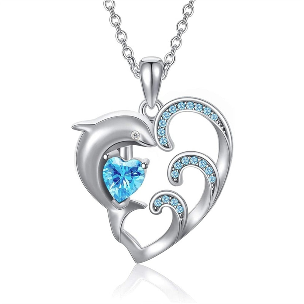 Collier Pendentif Coeur Dauphin