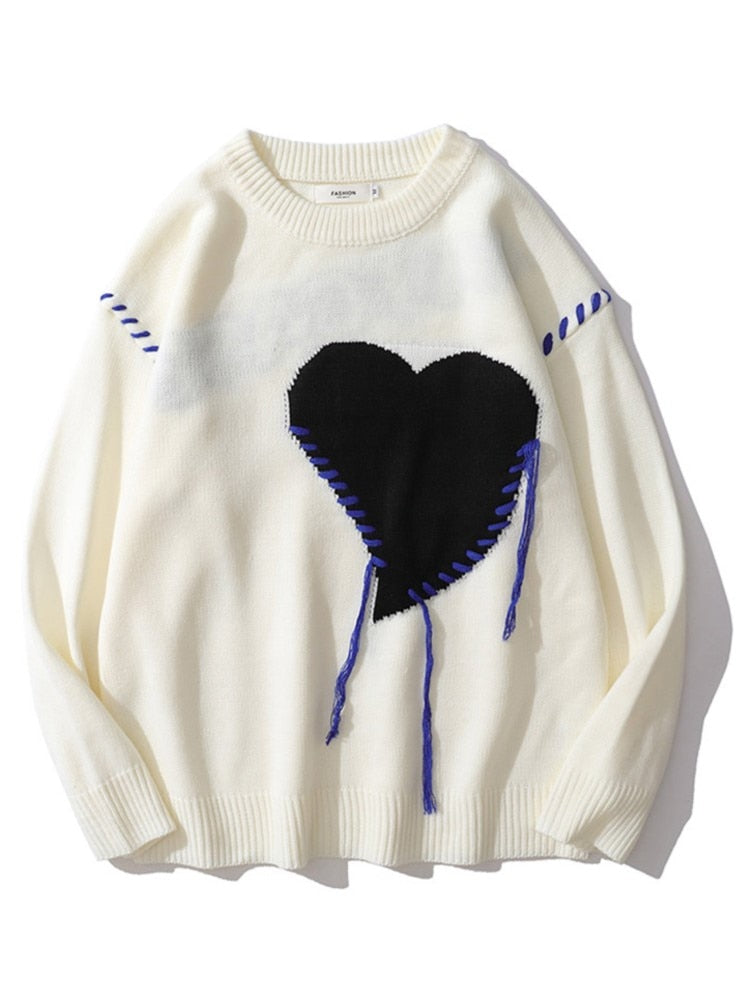 pull coeur tricoté