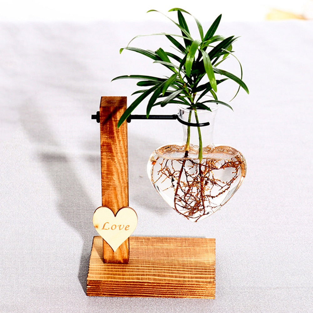 vase coeur en bois